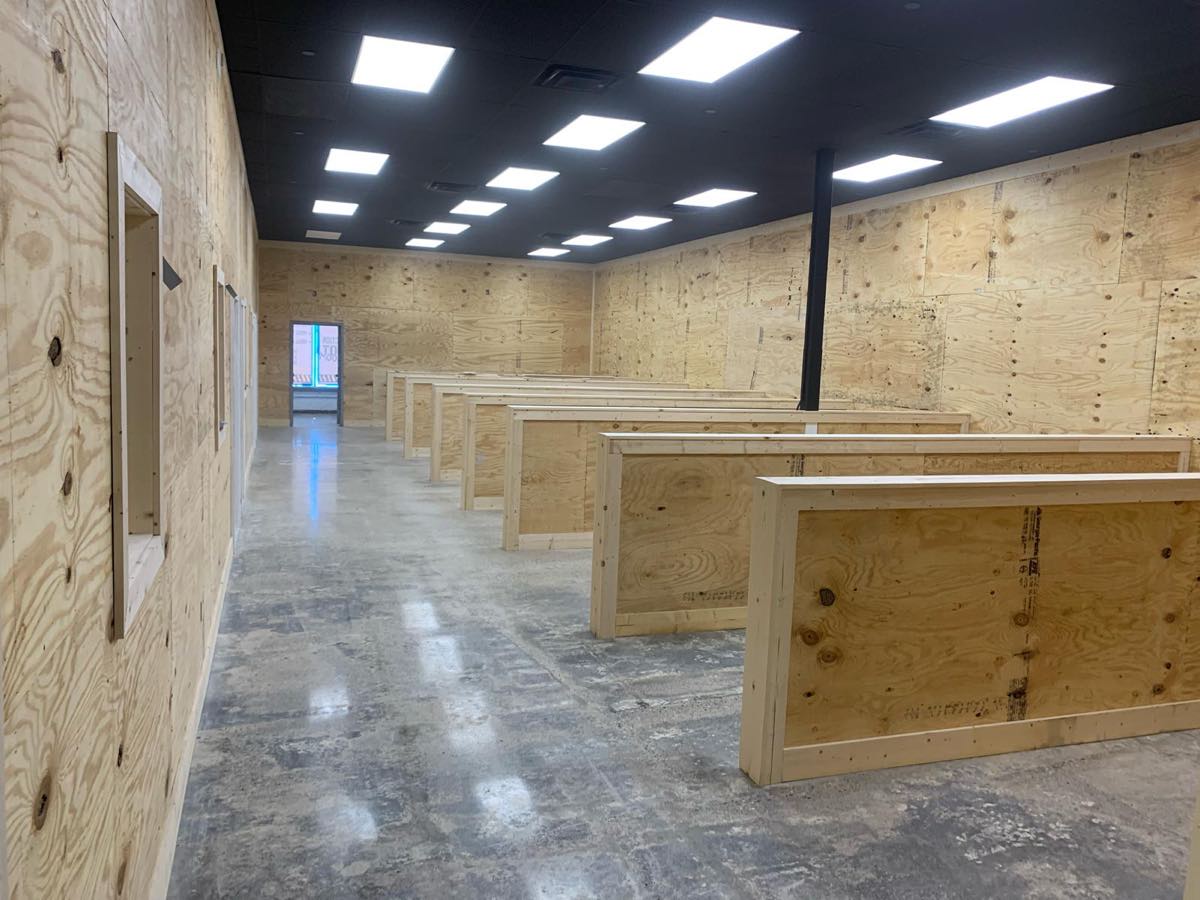 Polished concrete floor in a commercial retail buildout